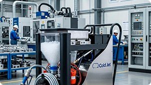 Equipamento de limpeza criogénica Cold Jet em ambiente industrial